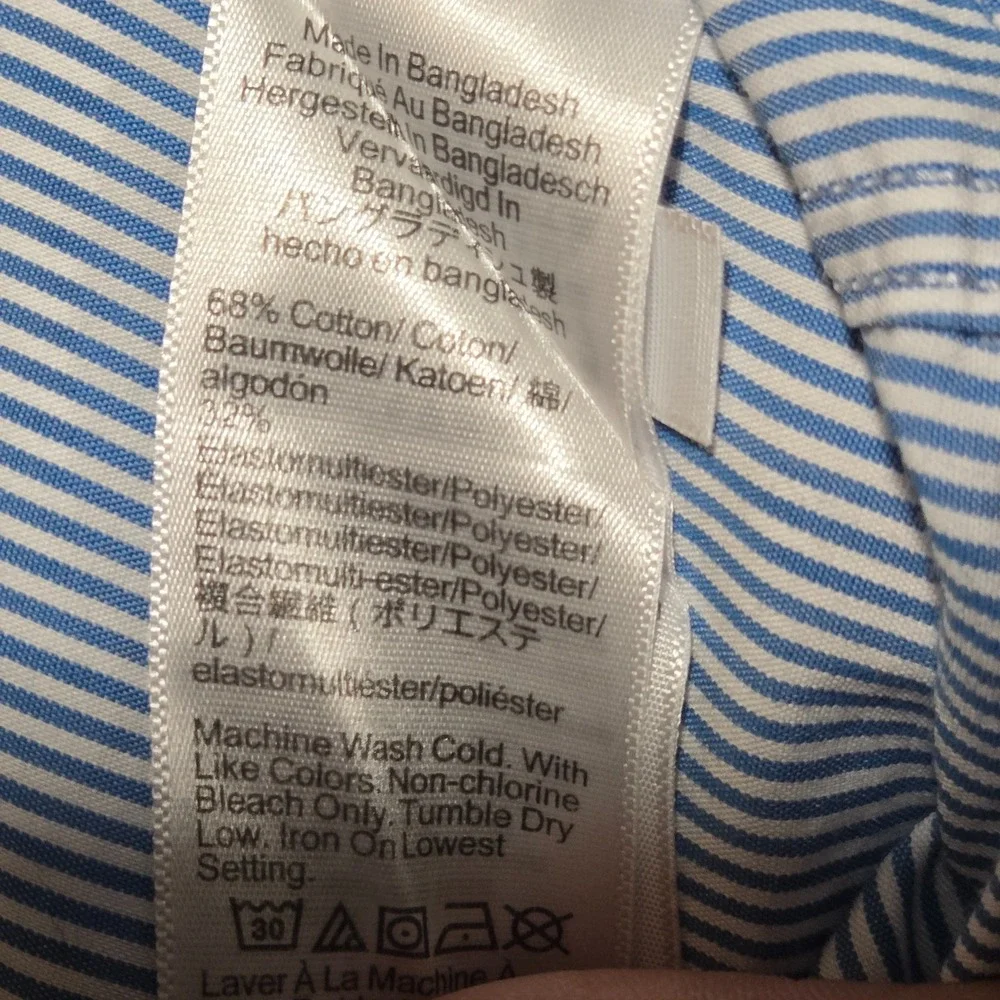 J Crew Performance Blue Solid / Stripe Button Up Shirt Sz Medium Work Casual x2